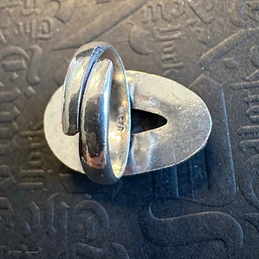 Blue Sodalite Teardrop Shape Stone Silver Plated Brass Adjustable Ring - Picture 6 of 10